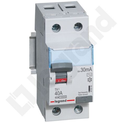 Legrand – Disjoncteur différentiel bipolaire 40A 30mA 411510 – Protection 10 000 A – Montage rail DIN TS-35 – Bornes à vis conformes EN 61008-1