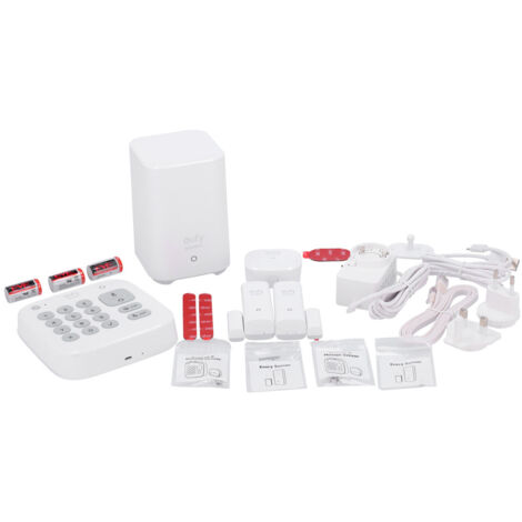 Kit d'alarme maison 2x base d'accueil – 2x capteur d'entrée – 1x clavier – 1x capteur de mouvement – Alimentation secteur – Puissance sonore 110dB – Eufy (1/5)