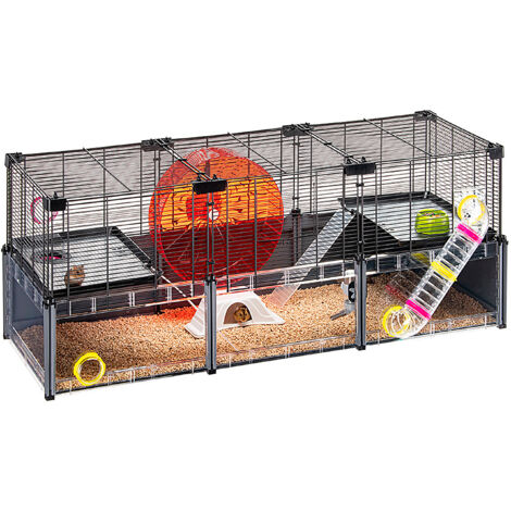Cage pour rongeurs Multipla Large 107,5 x 37,5 x 42 cm – Matériaux recyclés – Toit ouvrant pour nettoyage facile – Espace vivant 0,52 m² – Ferplast