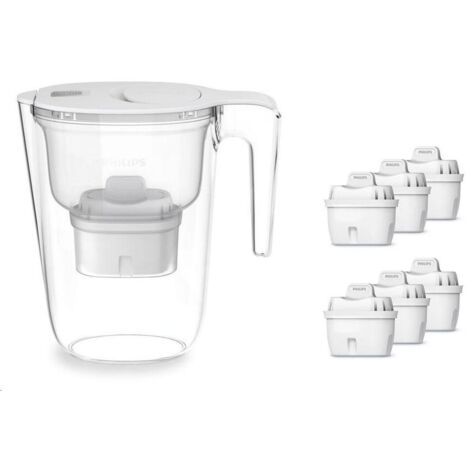 Philips Carafes filtrantes - Carafe filtrante Micro X-Clean Softening+, capacité de 2.6 l, avec minuterie, 6 filtres, blanc