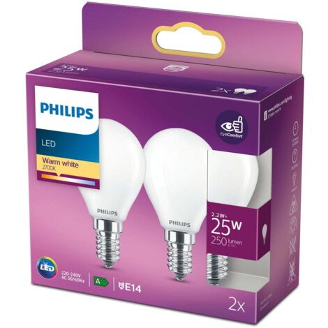 Philips Ampoule LED Classique 25W E14 Blanc chaud pack 2 (1/4)