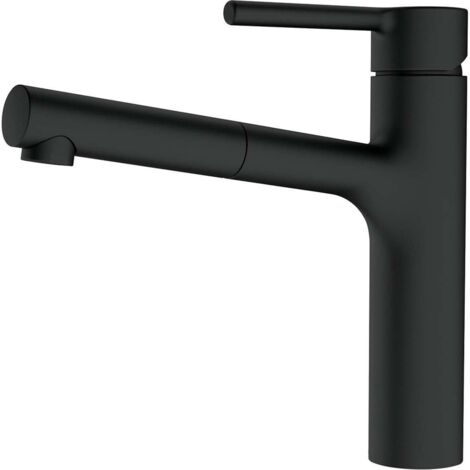 Franke – Mitigeur de cuisine noir mat à douchette monojet – Rotation 120° – Débit 9 L/min – Hauteur 237 mm – Bec extractible (1/5)