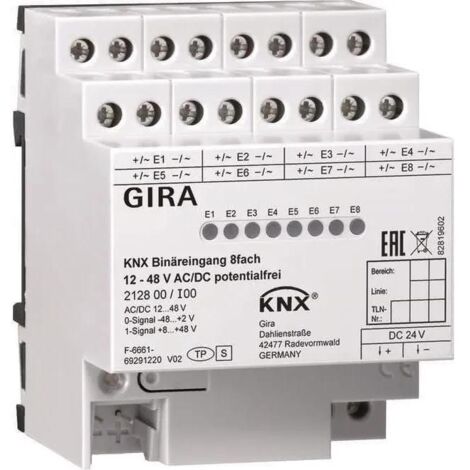 Gira 212800 entrée binaire gris domotique KNX 12-48V (1/2)
