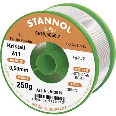 Stannol Kristall 611 étain à souder sans plomb argent 250g