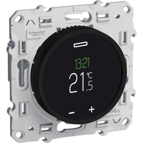 Schneider Electric – Thermostat programmable écran tactile 230V – Plage de réglage 5 à 50°C – Compatible chauffage sol – Installation encastrée - S520508