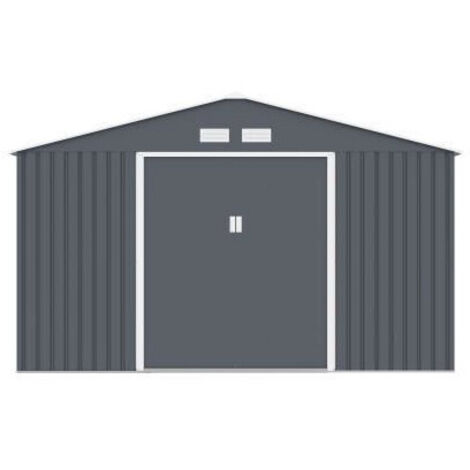 Abri de jardin métal 12,99 m² – Structure en acier galvanisé 0,5-0,8 mm – Dimensions 340x382x210 cm – Deux portes coulissantes verrouillables (1/9)