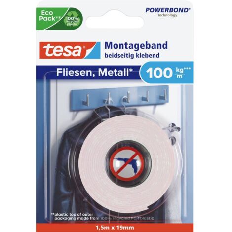 Tesa Ruban adhésif double-face blanc 19 mm x 1,5 m (1/4)