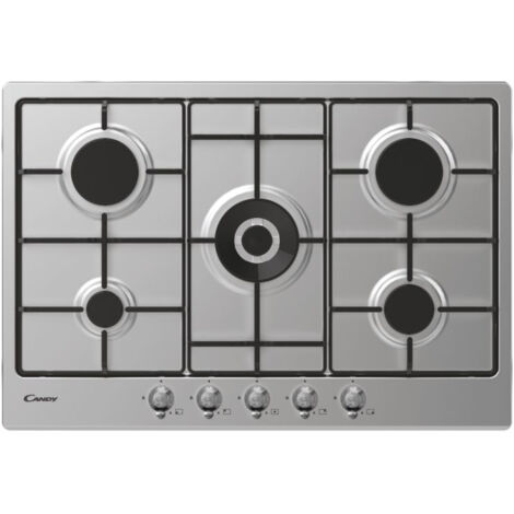 Candy Classic CHW74WTX Plaque de cuisson encastrable 75 cm Gaz 5 feux Acier inoxydable (1/5)