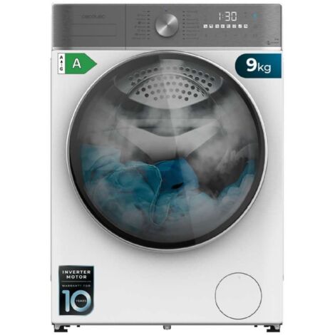 Cecotec – Machine à laver 9 kg chargement frontal – Classe A – Moteur Inverter Plus – 1400 tr/min – 16 programmes – Écran tactile XXL – SteamMax (1/5)