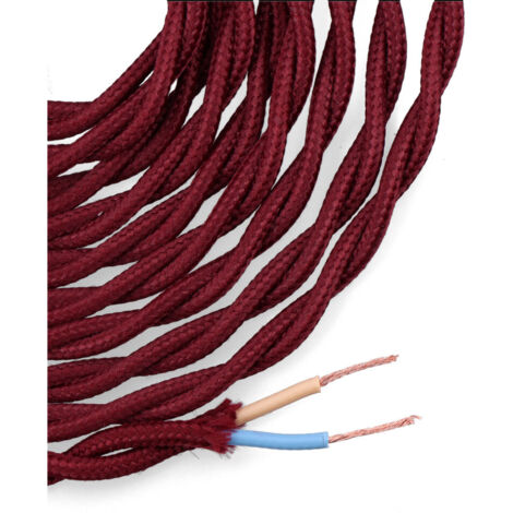 Câble textile tressé 2x0,75mm c-08 bourgogne soie 5m (1/2)