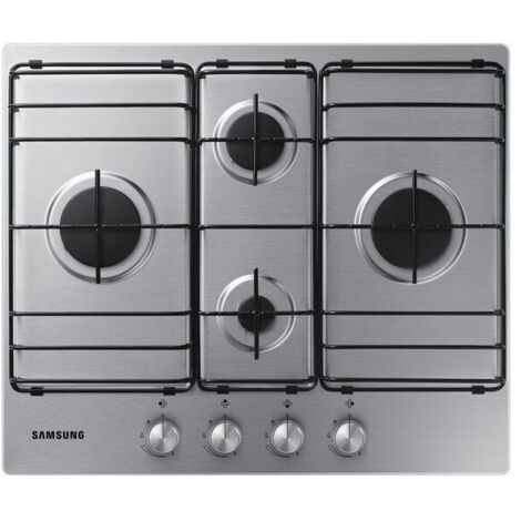 Samsung – Plaque de cuisson gaz intégrée 60 cm – 4 foyers – Acier inoxydable – Brûleur large 3300W – Puissance 9600W (1/3)