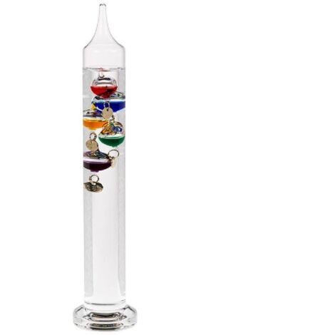 Thermomètre de Galilée en verre pour intérieur – Plage de température de +18°C à +26°C – Dimensions 28 cm x 5.5 cm – Décoration élégante – Bigbuy