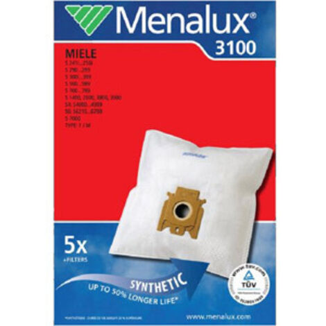 Menalux 3100 sacs aspirateurs blanc paquet de 5 (1/7)