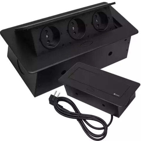 Multiprise encastrable 3 prises 3300W – Longueur câble 1,9 m – Dimensions trou 22 x 10,8 x 6,5 cm – Installation discrète dans meuble – Jardibricodeco