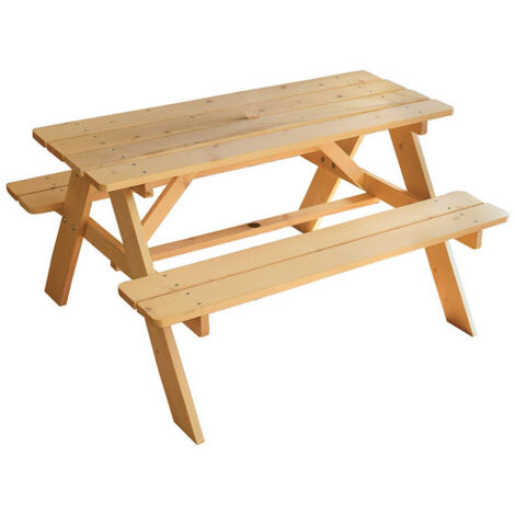 Mobilier de jardin - FUN HOUSE - Table pique-nique en bois H.53 x L.95 x P.100 cm - Montage facile 