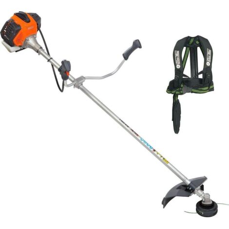 Débroussailleuse à essence Oleo-Mac BCH500T avec coupe et harnais professionnels, moteur puissant et design ergonomique pour un jardinage efficace. (1/3)