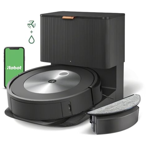 Irobot – Aspirateur robot laveur connecté – Détection des obstacles et du vide – Programmable – Retour automatique à la base – Wi-Fi – 0,36 L - J557840 (1/5)