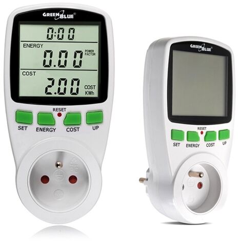 GREENBLUE GB202 WATTMÈTRE BLANC 0 - 9999 W ÉCRAN INTEGRÉ LCD