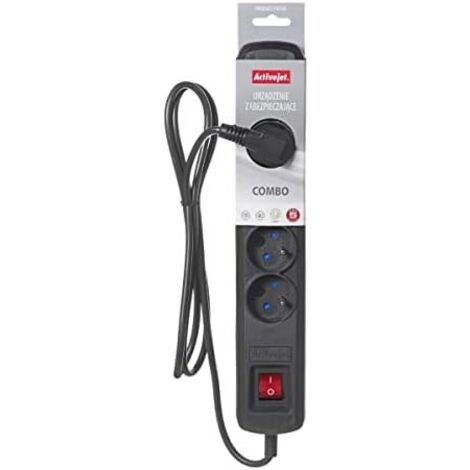 Multiprise activejet 5 prises noire 2300 watts compacte (1/5)