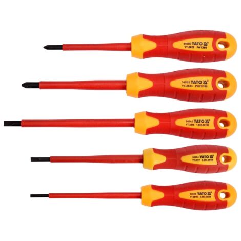 Ensemble tournevis Yato isolés rouge acier S2 ergonomique (1/3)