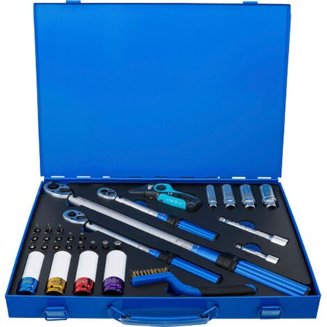 Bgs Technic – Jeu de clés dynamométriques 31 pièces – Couple 5-220 Nm – Cliquet réversible à tête mince – Poignée en aluminium pour réglage facile