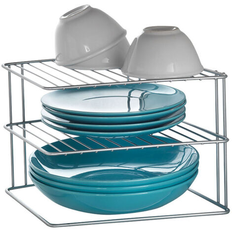 Étagère d angle Metaltex Palio 2 niveaux argent 25x25 cm