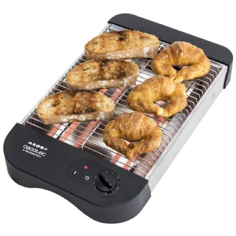 Cecotec – Grille-pain plat horizontal Turbo EasyToast – 900 W – 3 résistances quartz – 6 niveaux de puissance – Plateau ramasse-miette