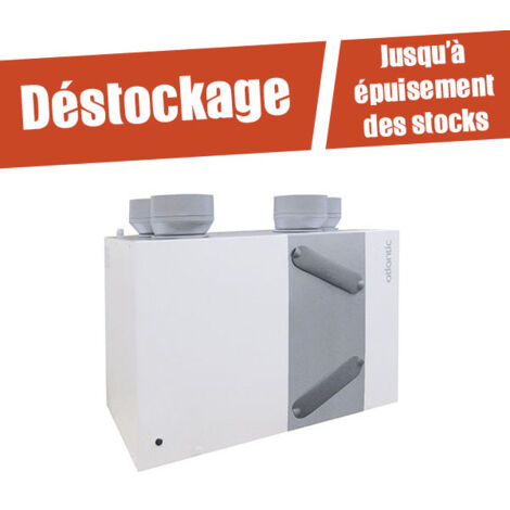Atlantic – Centrale VMC double flux haut rendement hygroréglable – Débit modulable pour confort thermique – Bypass automatique pour rafraîchissement