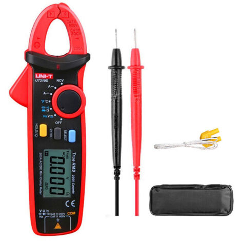Pince ampèremétrique automatique 600V AC/DC – Intensité 200A – Résistance 20MΩ – Testeur de diodes et continuité - Ut210d