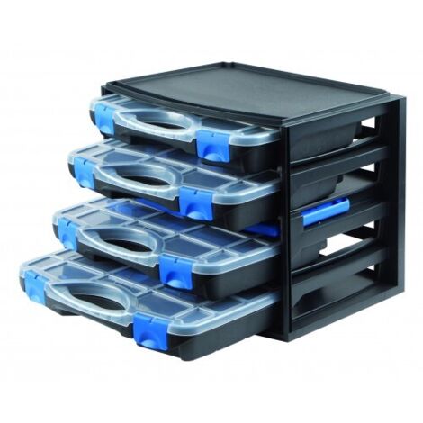 Outifrance – Organiseur modulable 4 compartiments 335 x 250 x 275 mm – Polypropylène résistant – Couvercle transparent pour visibilité – 21 cloisons incluses (1/3)