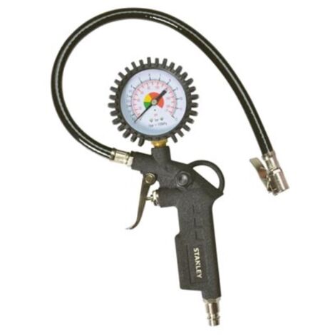 Stanley – Pistolet de gonflage avec manomètre – Raccord mâle 1/4 pouce – Débit d’air 100 l/min – Construction en acier robuste pour garage et atelier