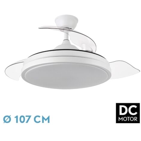 Fabrilamp – Ventilateur de plafond 3 pales déployables 107 cm – 59W – 5960lm – Températures de lumière 3000K/4000K/6000K – Télécommande incluse - 3000-4000-6000k (1/2)