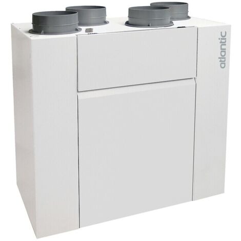 Atlantic – VMC double flux haut rendement 412258 – Débit 316 m³/h – Niveau sonore 22,5 dB(A) – Efficacité échangeur 91% – Compatible maisons T2 à T7
