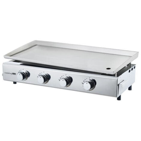 Plancha à gaz inox 84x34 cm 4 feux – Surface de cuisson XXL – Tiroir à graisse pour nettoyage facile – Piezo intégré – Cookingbox (1/8)