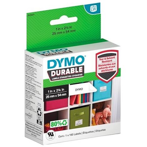 Etiquette résistante 25x54 mm Dymo 1976411 blanche - Rouleau de 160 (1/2)