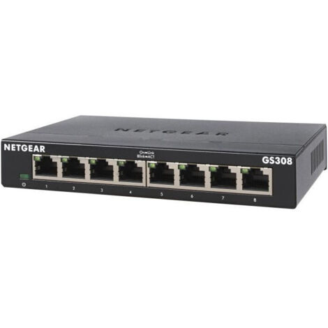 Netgear GS308-300PES commutateur réseau Non-géré L2 Gigabit Ethernet (10/100/1000) Noir