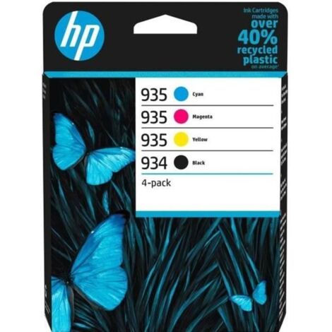 HP 934/935 Pack de 4 cartouches d'encre noire, cyan, jaune et magenta authentiques (6ZC72AE) pour HP OfficeJet Pro 6200 (1/5)