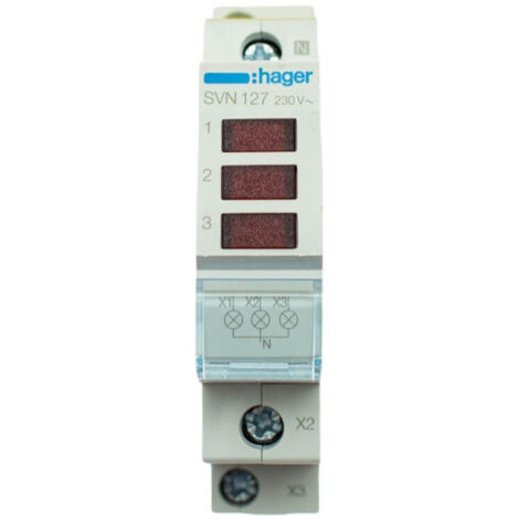 Lampe de signalisation LED HAGER 3xrouge 230VAC SVN127 (1/4)