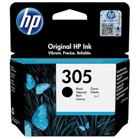 Cartouche d'encre noire HP 305 – Encre à pigments – Rendement standard 120 pages – Volume 2 ml pour impression haute qualité – Hewlett Packard