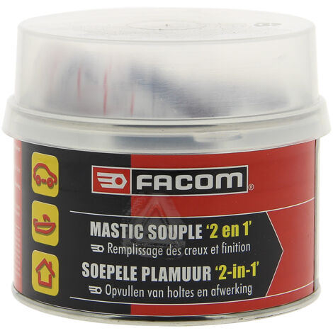 Mastic polyester souple 2 en 1 pot 500g- FACOM - réparation léger creux et bosses (1/4)