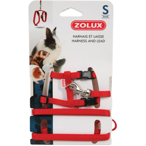 Harnais et laisse rouge taille S pour rongeurs - zolux (1/3)