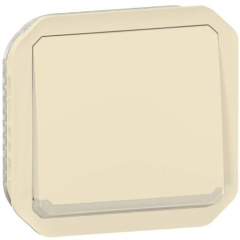 Poussoir NO-NF lumineux avec voyant étanche Plexo 10A IP55 IK08 avec enjoliveur finition sable LEGRAND 069826L