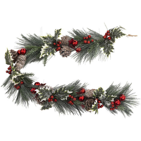 Guirlande de Noël Bois déco Feuillage , Pommes de pin, Boules et Baies L 100 cm - Feeric Christmas (1/2)