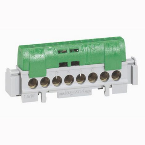 Legrand – Bornier de répartition isolé IP2X terre 1 connexion 6 à 25 mm² – Longueur 141 mm – Intensité 100A à 400V – 4835