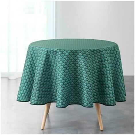 Nappe antitache ronde - Diamètre 180 cm - Art déco vert - Vert (1/3)