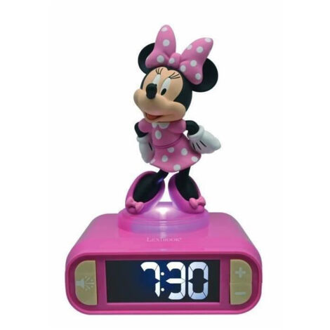 Réveil digital Minnie 3D avec veilleuse lumineuse et effets sonores - LEXIBOOK - Pile - Rose et noir (1/4)