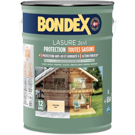 Lasure 2en1 Protection Toutes Saisons 12 ans - 5L - Incolore - Bondex (1/2)