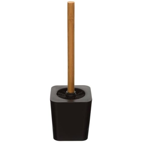 Five – Brosse WC avec support noir et manche en bambou – Tête en nylon résistante – Design moderne et écologique – Compatible tous types de toilettes