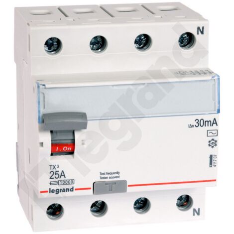 Disjoncteur différentiel 4P 25A 0,03A type AC P304 TX3 411707