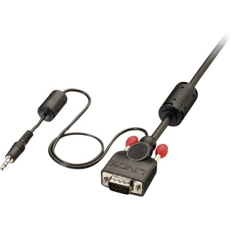 Câbles et adaptateurs audio vidéo LINDY VGA and Audio Cable M/M Black 10m 15 Way M/M and 3.5mm Stereo M/M DDC (1/2)